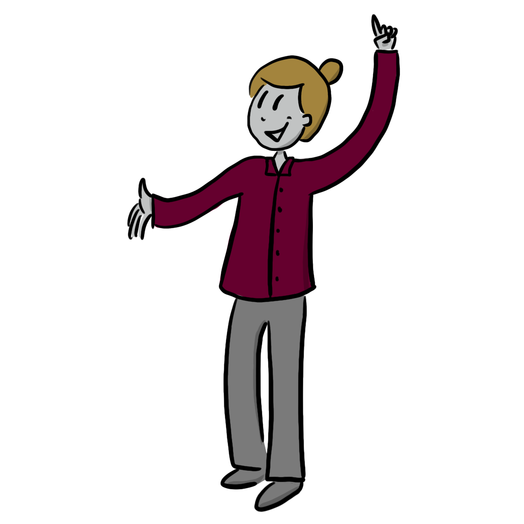 Person zeigt stolz auf etwas - da muss es ja etwas zu sehen geben. Visualisierung von speakture.