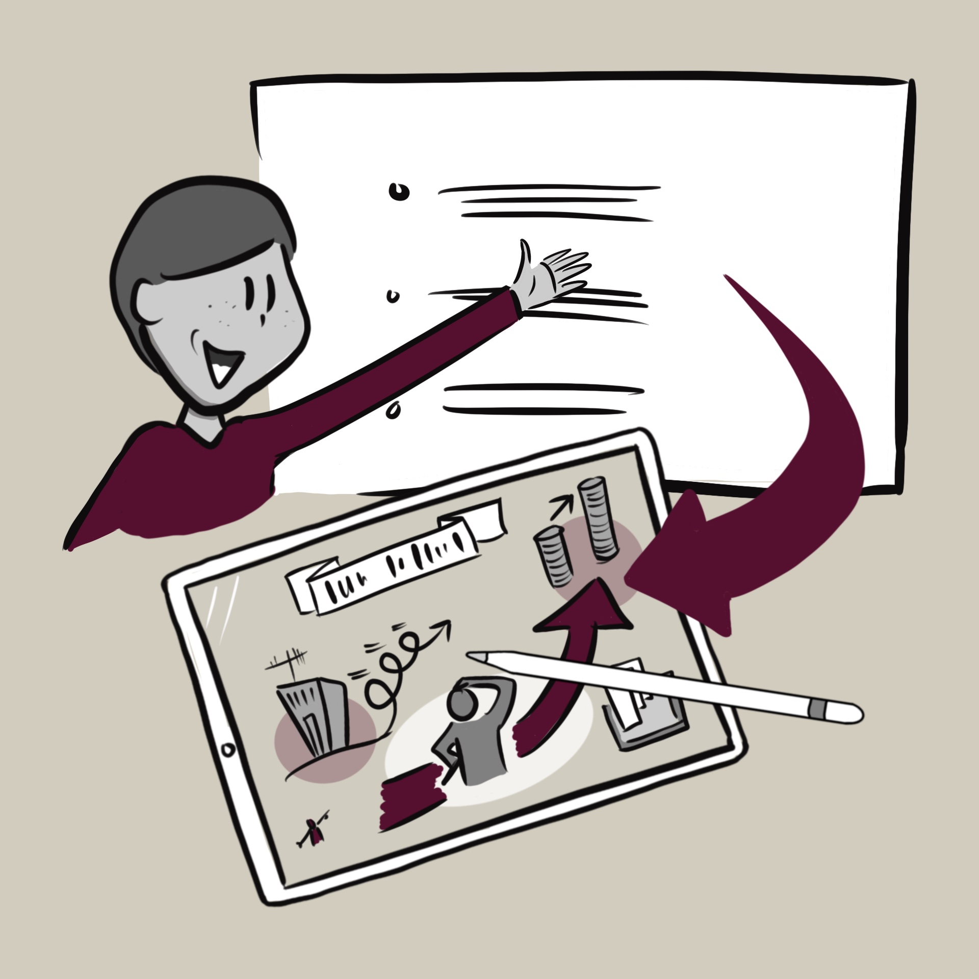 speakture macht ein individuelles Graphic Recording deiner Präsentation, damit du sie optimieren kannst