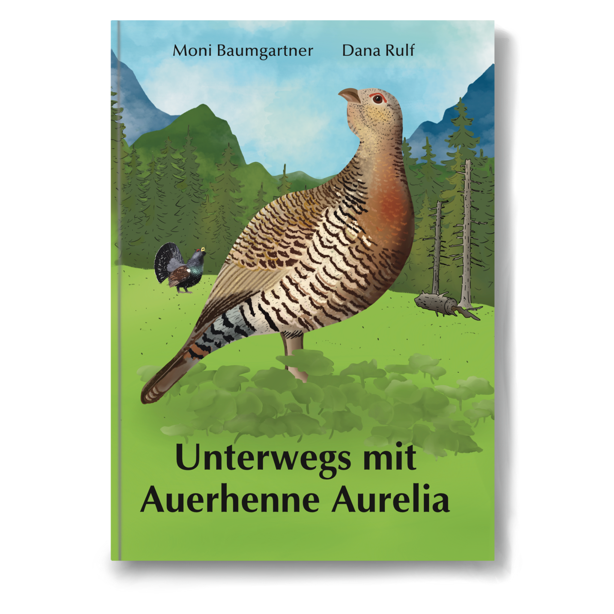 Cover des Kinderbuchs "Unterwegs mit Auerhenne Aurelia"
Autorin: Moni Baumgartner
Illustratorin: Dana Rulf
Verlag: linthverlag, Glarus
Erscheinungsjahr: 2026
Umfang: 28 Seiten
Format: 152 × 214 mm Hardcover
ISBN: 978-3-85948-225-8